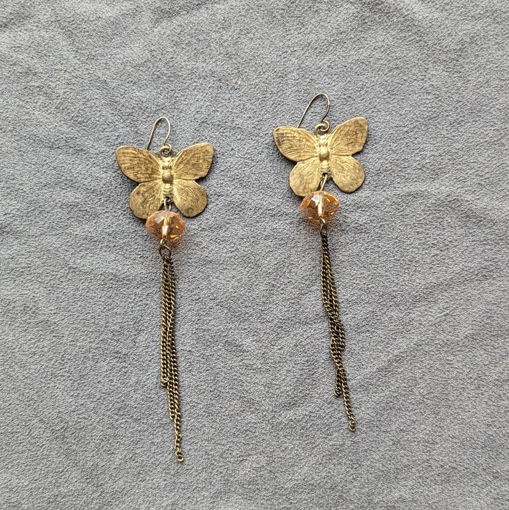 Butterfly drop earrings